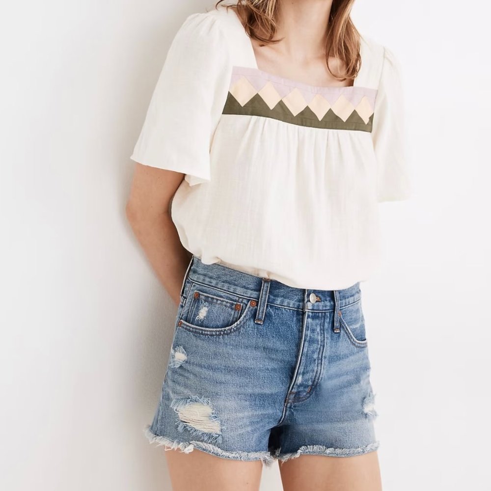 Madewell - Relaxed Denim Shorts in Homecrest Wash: Ripped Edition